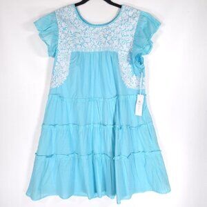 NWT J.MARIE Women’s Mini Dress Tiered Embroidered Floral Rayon JM2694‎ MEDIUM